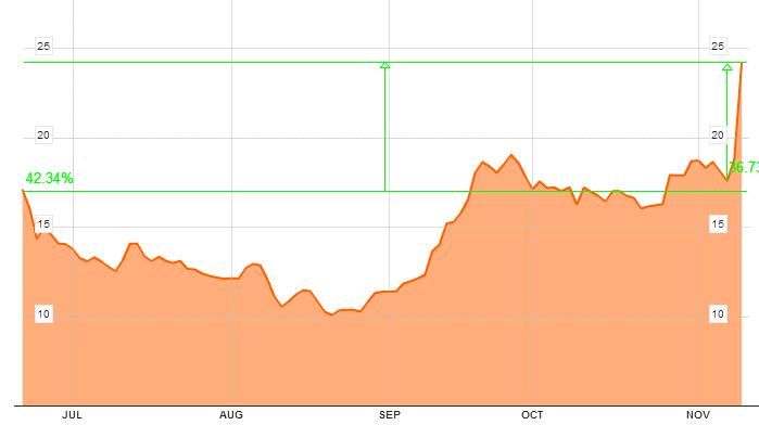 Evolución de Gogo en bolsa 