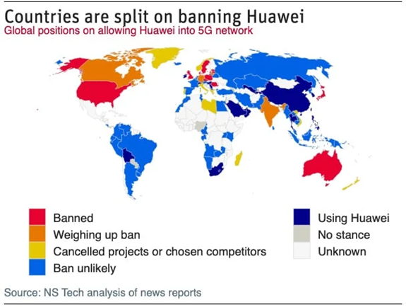 Implementación por países del 5G