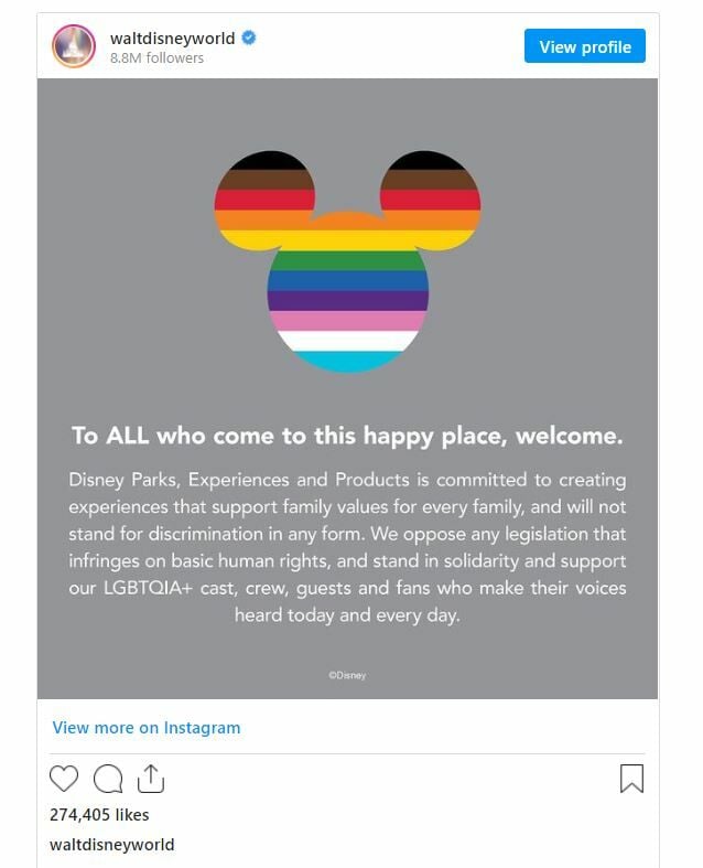 Disney cambia de postura contra una ley LGTBI en Florida