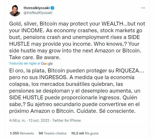 Bitcoin Tuit sobre las alternativas de inversión en el mercado