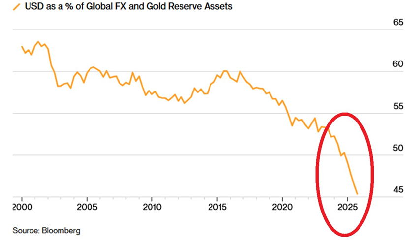 El rol global del dólar estadounidense se está reduciendo