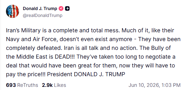 Trump advierte que Irán "pagará las consecuencias" y sostiene que han "tardado demasiado" en llegar a un acuerdo