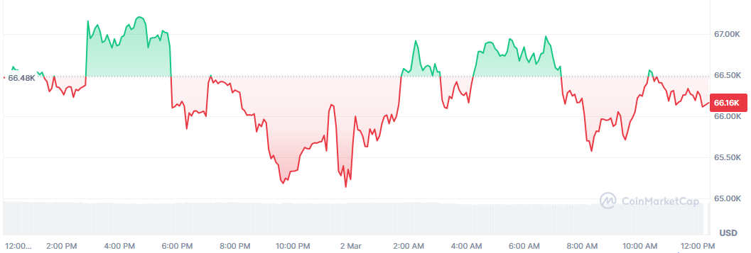 Bitcoin, a la expectativa: se mantiene sobre los 66.000